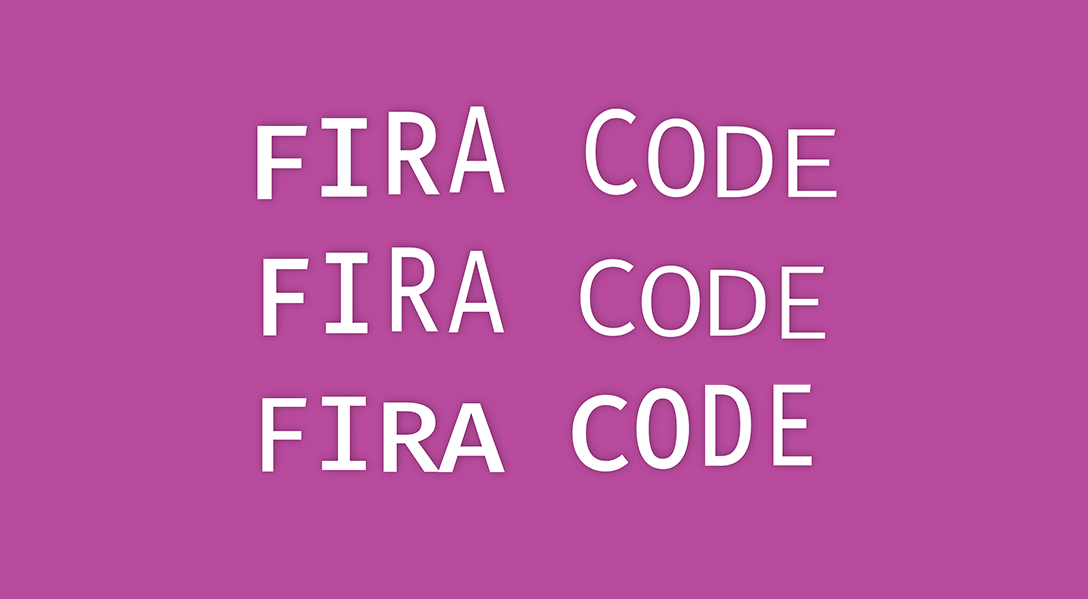 Fira Code in different weights on a pink background