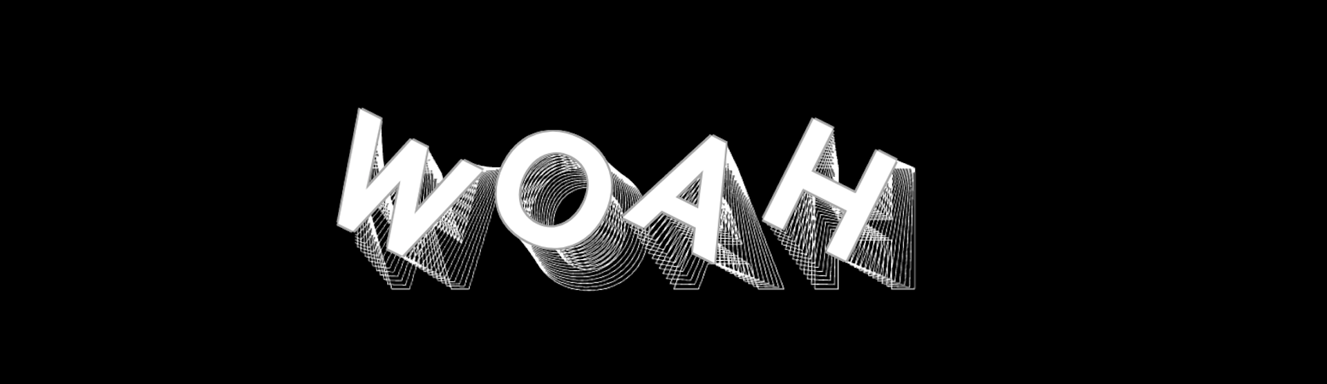 Black and white demo of woah font