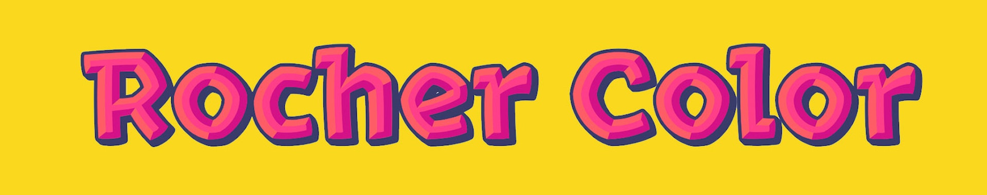 Example of Rocher Color font in pink navy and yellow