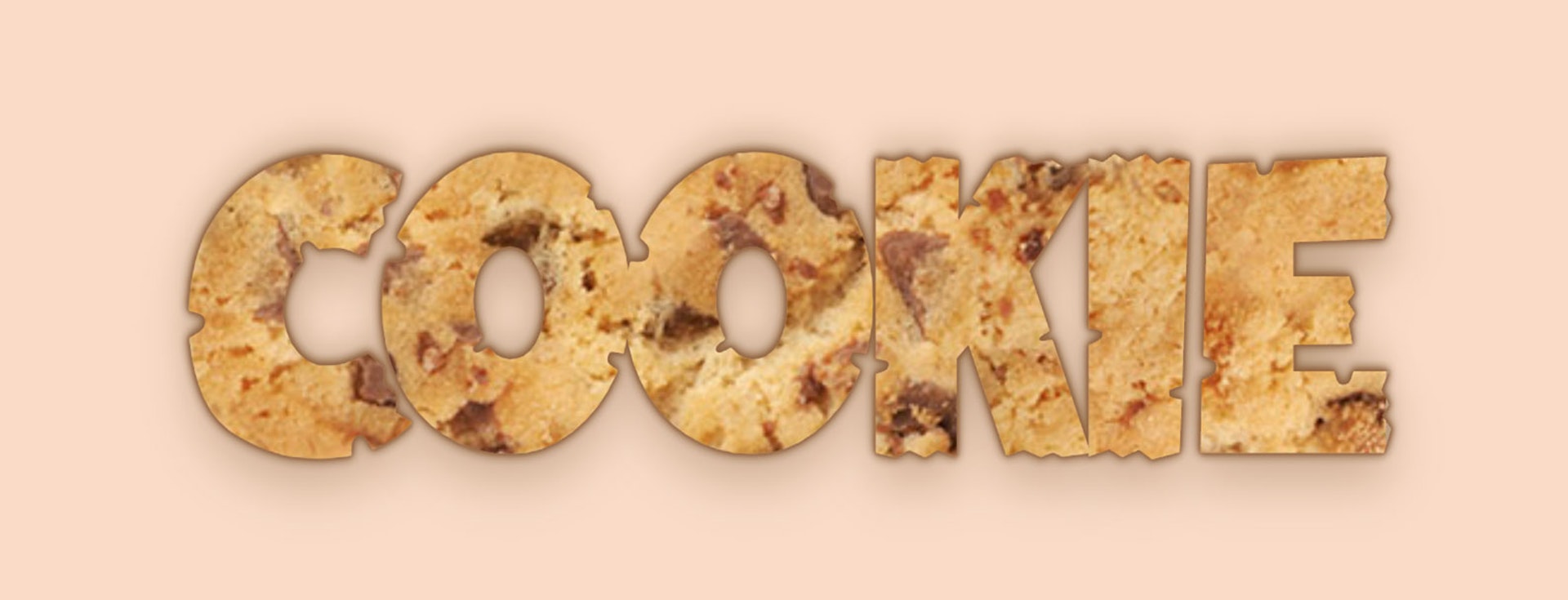 Cookie text with a cookie texture and a drop shadow for depth