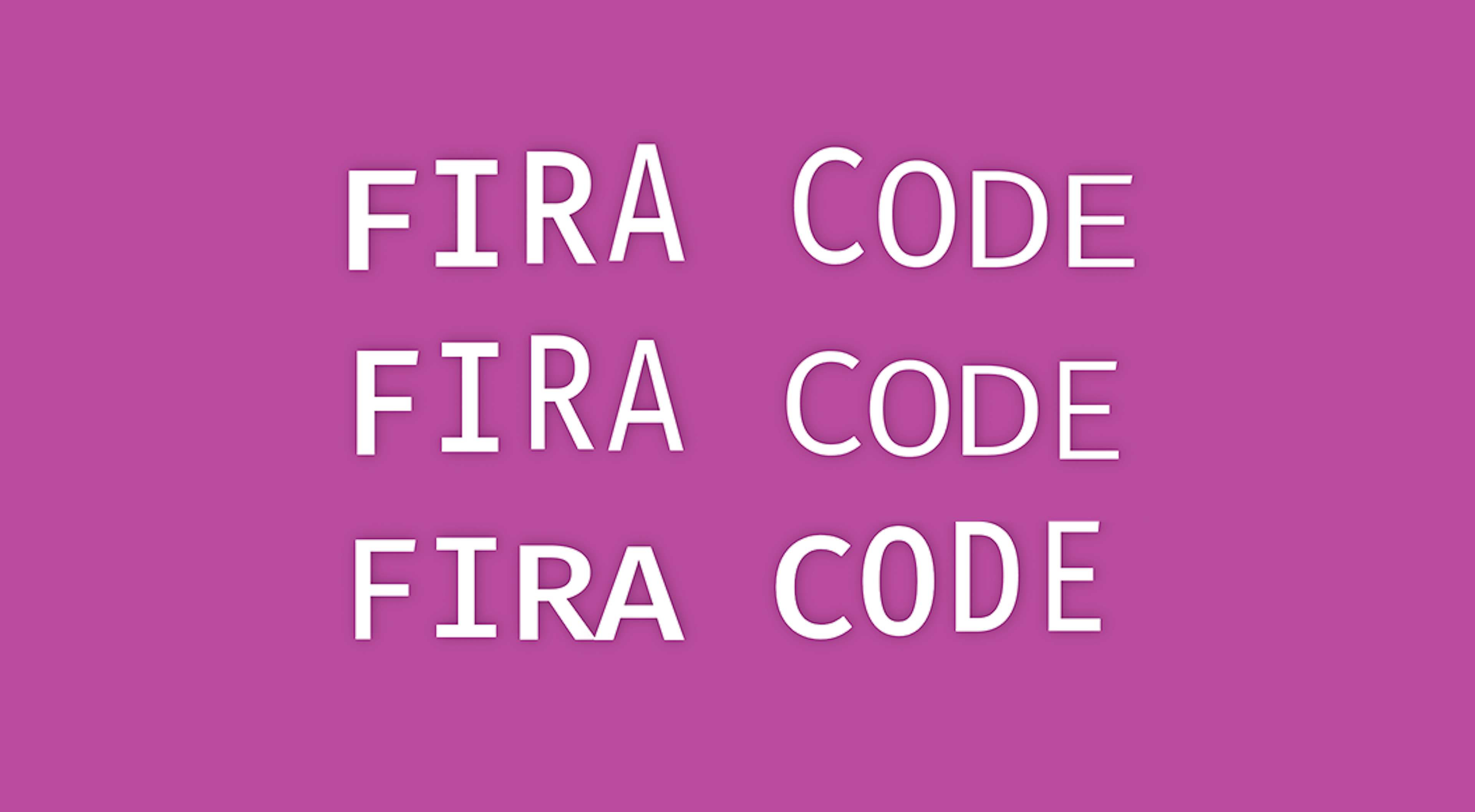 Fira Code in different weights on a pink background